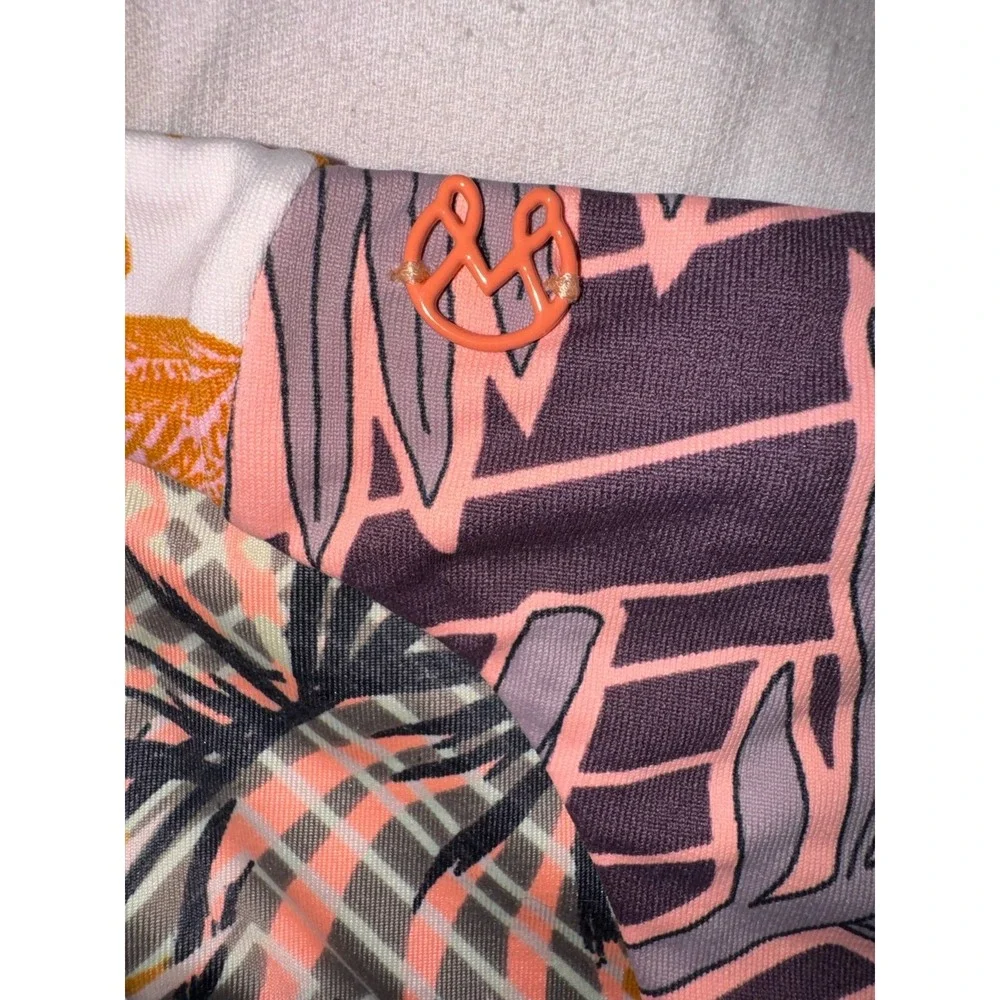 Maaji brown‎ and pink tropical print bikini bottoms size medium